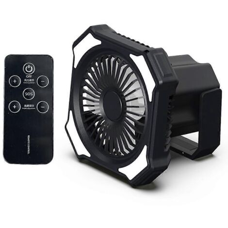 Ventilateur de bureau à batterie avec lumière LED, mini ventilateur pour un meilleur rafraîchissement de la pièce, du bureau ou des voyages - 4000 mAh - Noir