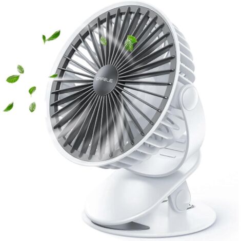 Ventilateur de bureau à pince CAFELE pour poussette, 2023, ventilation naturelle innovante, batterie 4500 mAh, autonomie jusqu'à 24 h, ventilateur de bureau USB 6 pouces silencieux, rotation à 360°.