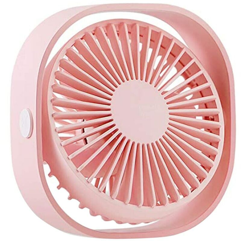 Ventilateur de bureau, connexion USB, rotation 360°, 12,3x12,3x5,5 cm, rose