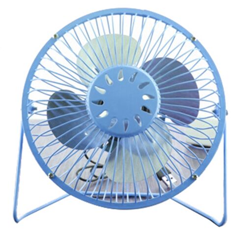Ventilateur de Bureau Mini USB 4 Pouces Bleu - Ventilateur Personnel Métallique pour Refroidissement et Circulation d'Air
