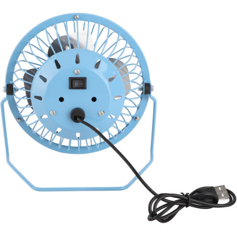 Ventilateur de Bureau Mini USB Chargeable Métal 4 Inch Bleu Personal Cooler Portable Petite Surface Mano Venti Fan Air Circulateur Cool
