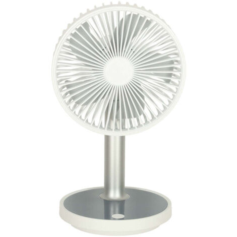 Ventilateur de bureau mobile sans fil USB avec batterie rechargeable LED 38cm blanc