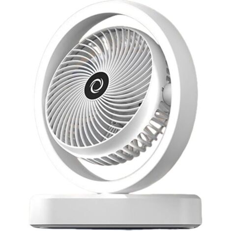 Ventilateur de bureau personnel - Ventilateur personnel avec lumière d'ambiance Rafraîchisseur d'air oscillant rechargeable à 3 vitesses avec lampe de maquillage pour la chambre, le camping et les vo