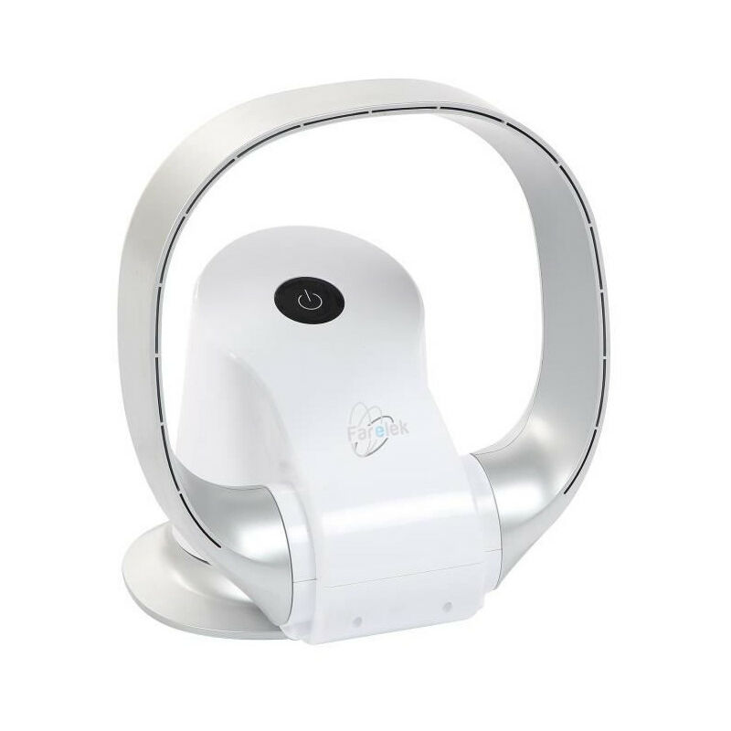 Farelek - silent-air ring - Ventilateur a poser sans pale 26W tres silencieux blanc et argent