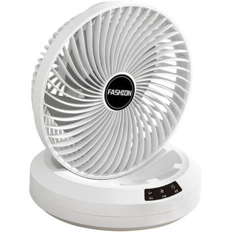 Ventilateur de bureau silencieux, pliable et mural, rechargeable, convient à une utilisation intérieure et extérieure, blanc
