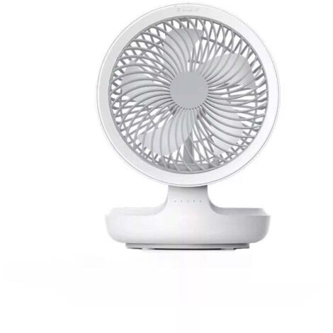 Ventilateur de bureau suspendu, rechargeable, pliable, USB, diamètre 19 cm, blanc