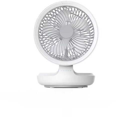 Ventilateur de bureau suspendu, rechargeable, pliable, USB, diamètre 19 cm, blanc