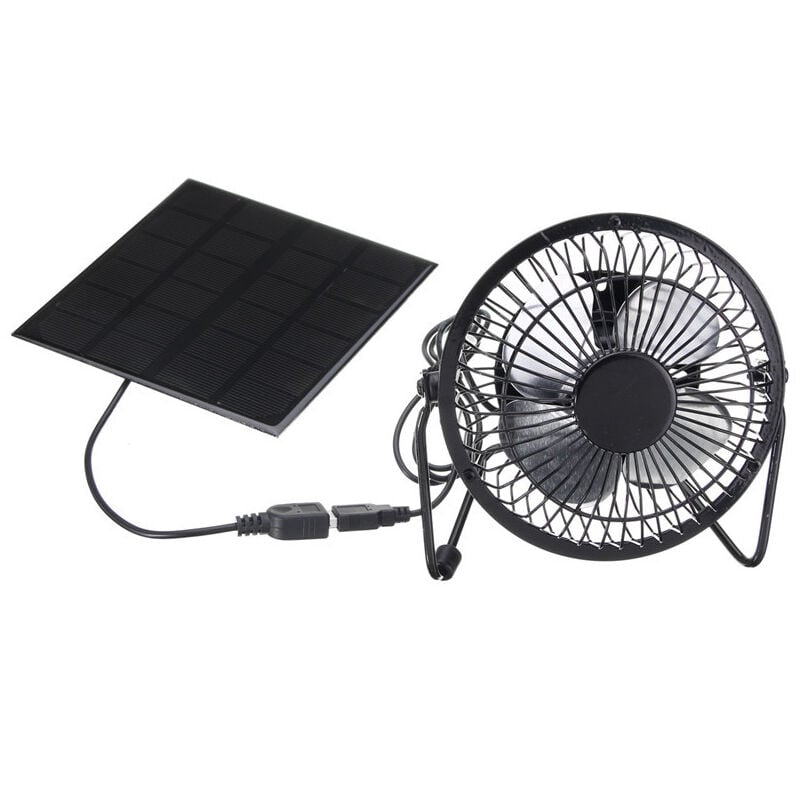 Ventilateur de bureau USB alimenté par panneau solaire USB 5W, petit ventilateur extérieur pour la maison, le bureau, l'ordinateur portable, le PC,