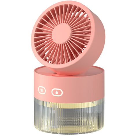 Ventilateur de bureau USB avec brumisateur - Mini ventilateur rafraîchissant pliable pour maison, bibliothèque ou bureau - Couleur rose