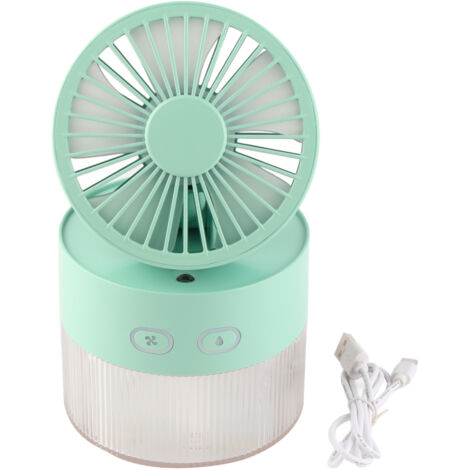 Ventilateur de bureau USB avec brumisateur, refroidissement par eau, pliable et portable pour maison, bibliothèque ou bureau, couleur verte.