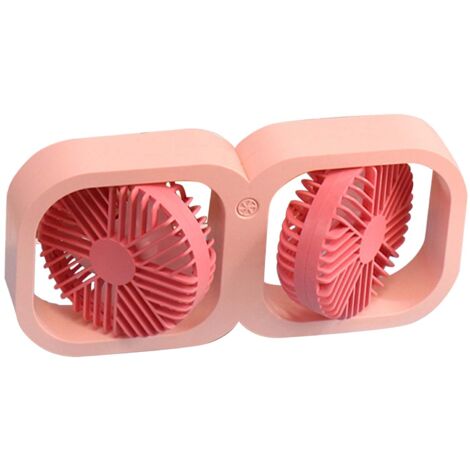 Ventilateur de bureau USB rechargeable 2 vitesses - Double flux, couleur pêche rose - Pour chambre, bureau, salle de classe - Idée cadeau été