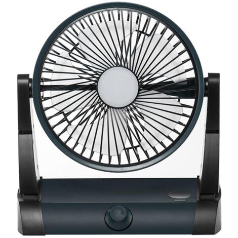 Ventilateur de camping à vitesse variable, ventilateur portable avec crochet et lampe pour les situations d'urgence