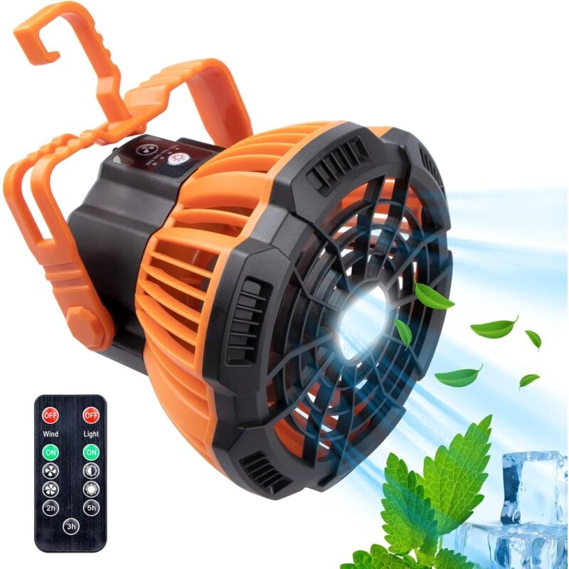 Ventilateur de Camping avec Lanterne led Ventilateur de Camping Rechargeable pour Tente Ventilateur de plafond Portable avec crochet de Suspension,