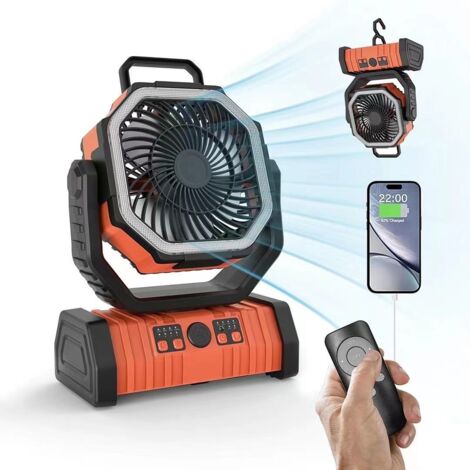 Ventilateur De Bureau USB Rechargeable 4000mAh - Inclinaison 180°, Télécommande, écran, Silencieux, Portable - 8