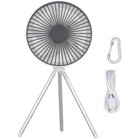 Ventilateur de Camping Portable USB Rechargeable 4000mAh avec Trépied pour Tente Extérieur Blanc