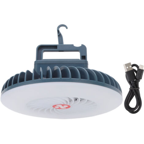Ventilateur de Camping Rechargeable USB avec Lampe LED et Support Aimanté pour Tente