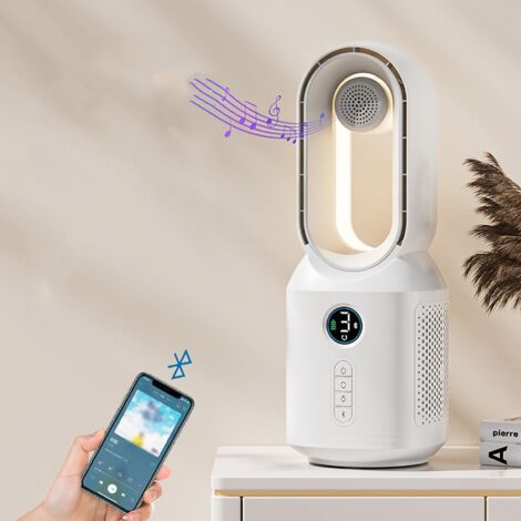 Ventilateur de Camping Silencieux à Grande Vitesse 3 en 1, Ventilateur alimenté par Batterie 4000 mAh, Ventilateur sans Lame avec Bluetooth, Ventilateur sur Pied Puissant, minuterie