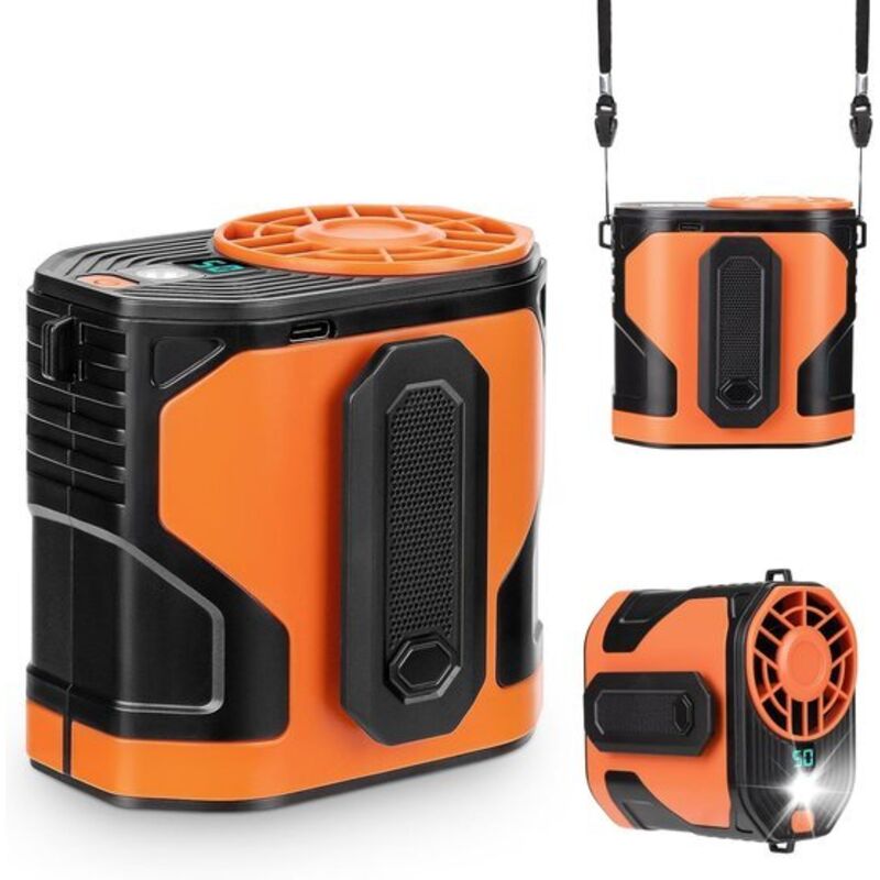 Ventilateur de ceinture portable 2025 - 100 vitesses - Mode turbo 20 000 tr/min - Batterie 5 000 mAh - Lampe torche LED intégrée - Ceinture incluse