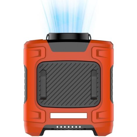 Ventilateur de ceinture portable à pince – 24 h d'autonomie, batterie 10 000 mAh, 3 vitesses, débit d'air 15 500 tr/min, lumière LED SOS, mains libres, pour l'extérieur, la pêche,  orange, mini, art d