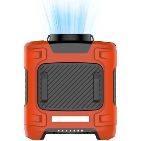Ventilateur de ceinture portable à pince – 24 h d'autonomie, batterie 10 000 mAh, 3 vitesses, débit d'air 15 500 tr/min, lumière LED SOS, mains libres, pour l'extérieur, la pêche,  orange, mini, art d