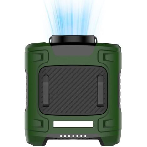 Ventilateur de ceinture portable à pince – 24 h d'autonomie, batterie 10 000 mAh, 3 vitesses, débit d'air 15 500 tr/min, lumière LED SOS, mains libres, pour l'extérieur, la pêche,vert, mini, art déco