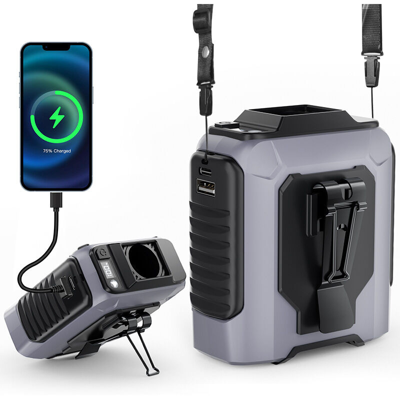 Ventilateur de Ceinture Portable Rechargeable, Mini Ventilateur Clip 5 Vitesses,Ventilateur de Taille pour T-Shirt avec Lampe Torche, Idéal pour