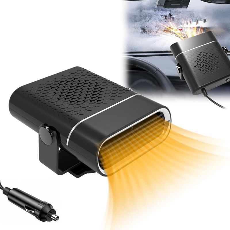 Ventilateur de chauffage de voiture, 12 V 150 W, rotation à 360°, ventilateur portable 2 en 1, fonction de chauffage et de refroidissement rapide