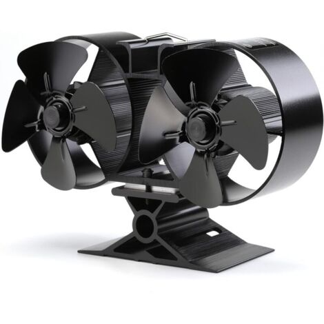 Ventilateur de cheminée à double tête 8 pales – Aluminium – Démarrage automatique – Silencieux – Pour poêle à bois – 22,5 x 14,5 x 8,5 cm