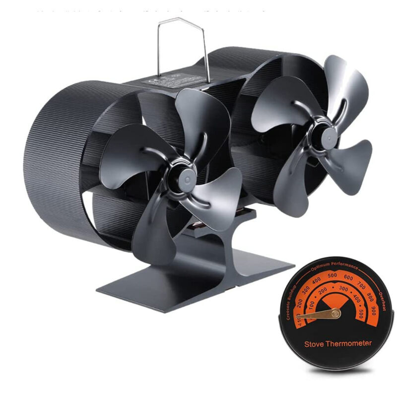 Ugreat - Ventilateur de cheminée à Double tête, ventilateur thermodynamique de cheminée, ventilateur de cheminée à bois,Mini ventilateur de poêle à