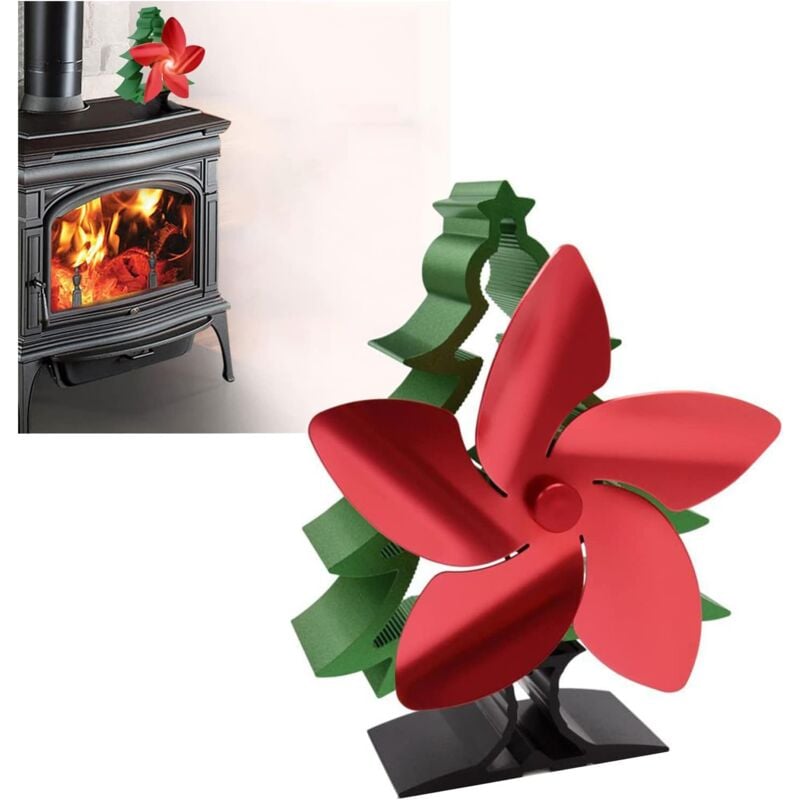Umnuou - Ventilateur de cheminée accessoire de cheminée et poêle forme d'arbre de Noël -17.5cm x12.5cm x23cm