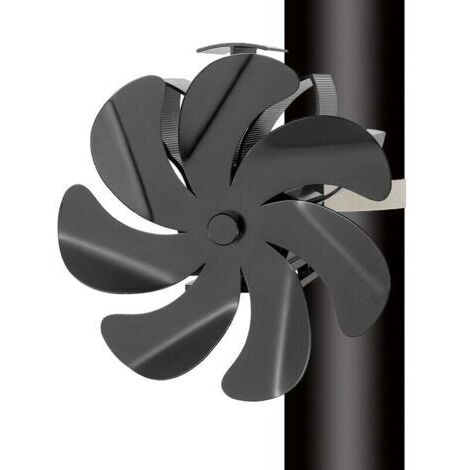 Ventilateur de Cheminée avec Thermomètre - Ventilateur Poele à Bois 7 Pales Silencieux pour Poêle à Bois Cheminée - Fixé sur le Tuyau de Cheminée