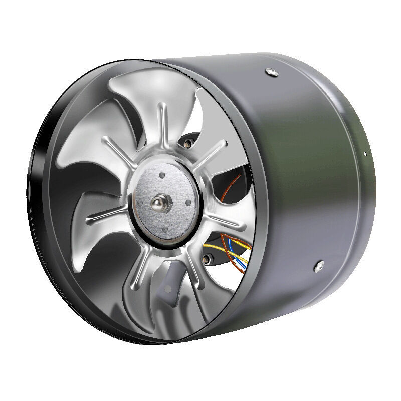 Ventilateur de conduit axial en acier inoxydable pour air/extractible. Ventilateur de canal de boîtier en acier galvanisé de 200 mm,noir