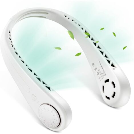 Ventilateur de cou à suspendre sans pales - Mains libres - Rechargeable - 3 vitesses - Pour casque - Portable