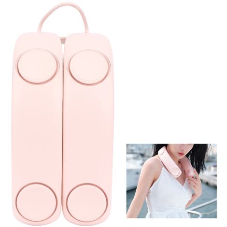 Ventilateur de Cou [ABS] Ventilateur Personnel Sans Fil 4 Ventilateurs 3 Vitesses Portable USB Compact Silencieux Rose pour Bureau Voyage Maison