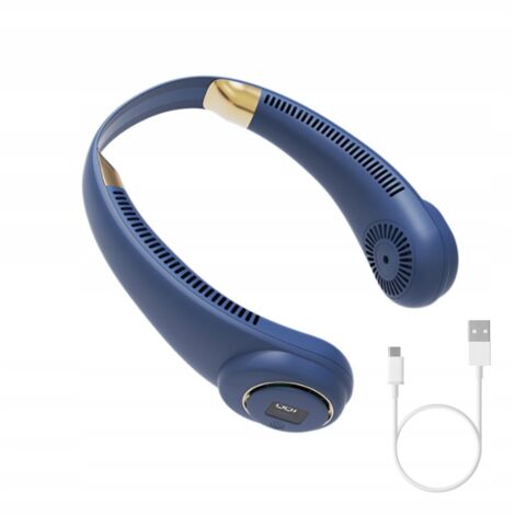 VENTILATEUR DE COU PORTABLE DE SPORT USB 2000 mAh Bleu