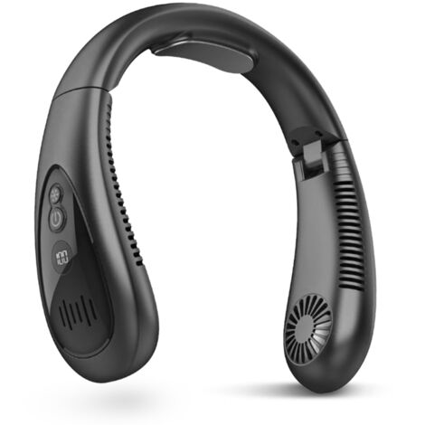Ventilateur de cou portable, flux d'air rafraîchissant, batterie 5000 mAh rechargeable USB, 3 vitesses, sans pales (noir)