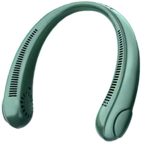 Ventilateur de cou portable, mini ventilateur sans pales rechargeable USB, silencieux pour sports en plein air, couleur verte