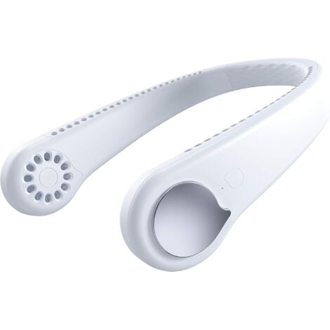 Ventilateur de cou portable sans Pôles, ventilateur personnel mains libres avec Contrôle du vent à 3 vitesses et rechargeable par USB pour les voyages, le sport, l'extérieur, batterie 1800 mAh, blanc-