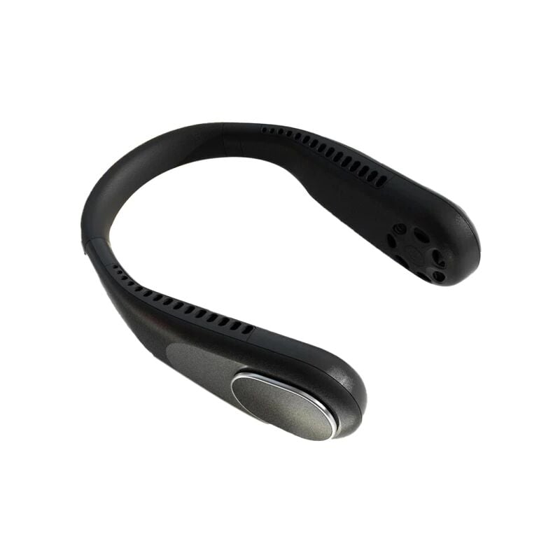 Ventilateur de cou sans feuilles paresseux charge usb muet mini étudiant sport noir