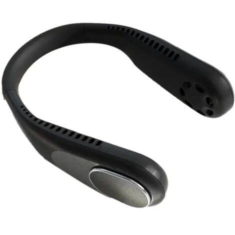 Ventilateur de cou sans feuilles paresseux charge USB muet mini étudiant sport noir