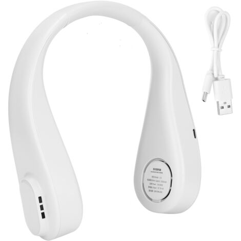 Ventilateur de cou sans pales, portable et rechargeable - Silencieux et léger pour le sport en extérieur - Blanc