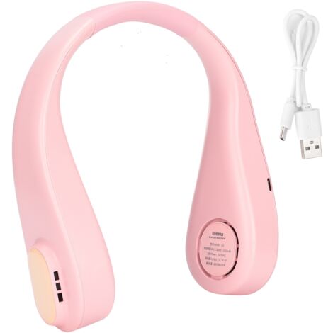 Ventilateur de cou sans pales portable rechargeable silencieux pour sport extérieur rose mini