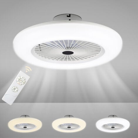 RANDACO Ventilateur de lustre Ventilateur de plafond léger Lampe de ventilateur LED réglable silencieuse pour chambre