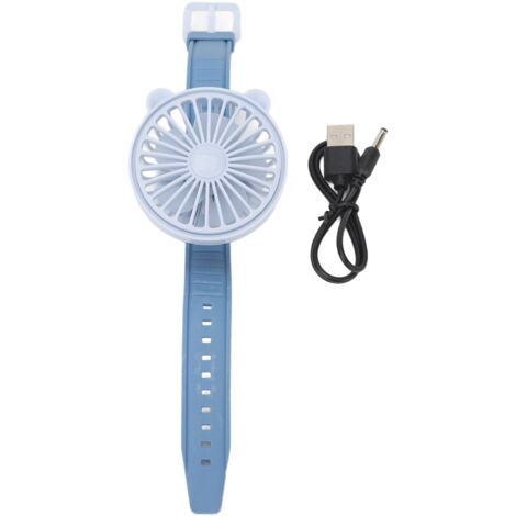Ventilateur de Montre Portable pour Enfants avec Bracelet Réglable - Ventilateur Électrique Cartoon Bleu avec Batterie Intégrée