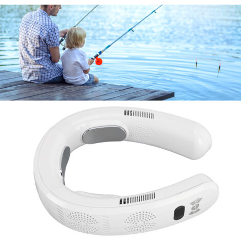 Ventilateur de Nuque Portable sans Branches avec Climatisation Semi-conducteur - Rechargeable 6000mAh 3 Vitesses - Affichage Digital Silencieux Blanc pour Intérieur/Extérieur