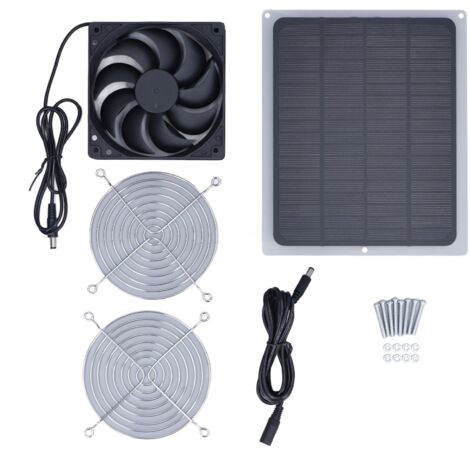 Ventilateur de panneau solaire 6W avec filet de protection ventilateur solaire de maison de poulet à effet de serre étanche pour l'extérieur