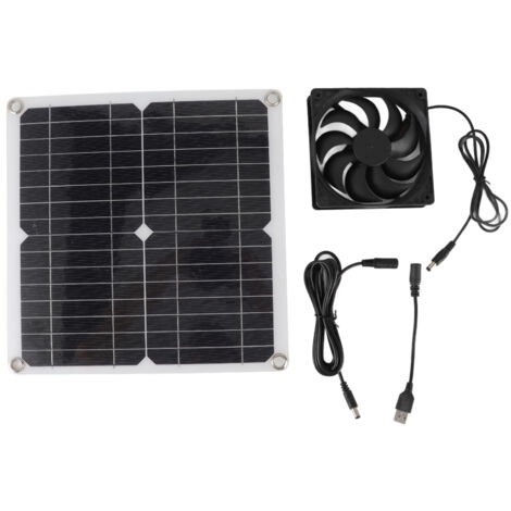 Ventilateur de panneau solaire Kit de ventilateur à énergie solaire portable léger pour voitures, camping-cars, voyage, maison 12 W