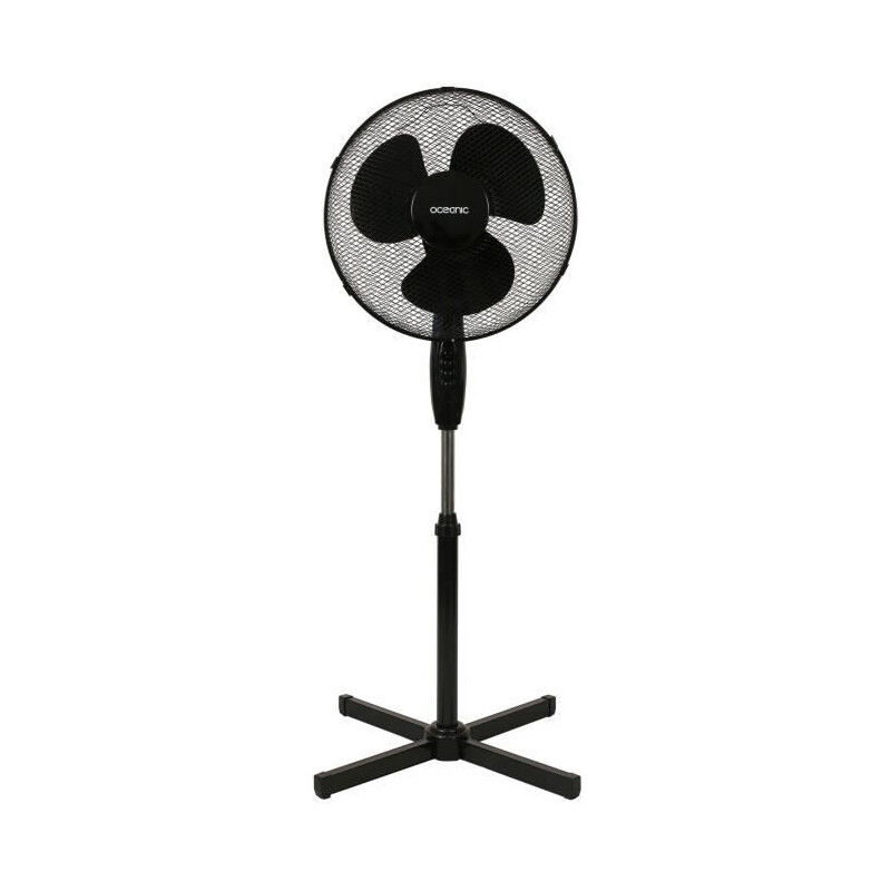 Oceanic - Ventilateur de pied 45 w - ø 41 cm - 3 vitesses - Oscillant - Inclinable - Noir