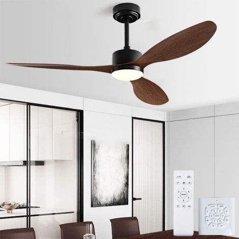Ventilateur de plafond 106 cm avec lumière, télécommande et contrôleur mural, moteur CC silencieux, 6 vitesses, 3 températures de couleur, minuterie
