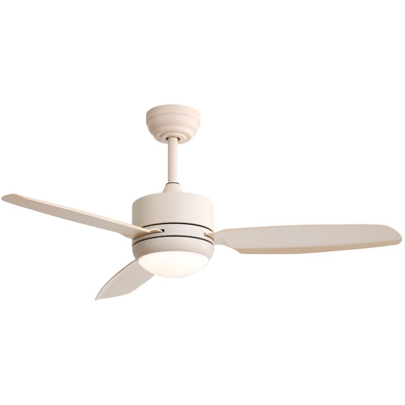 Tanant - Ventilateur de plafond 116 cm avec éclairage, 3 pales en abs, moteur cc 6 vitesses, télécommande, pour salon, chambre - Blanc cassé